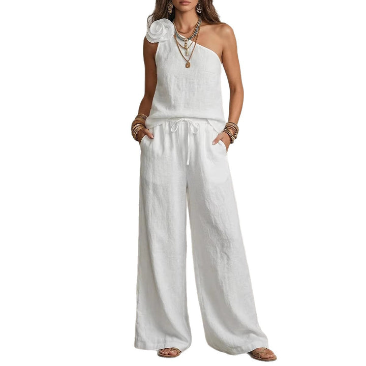 Elegant Bicolor Set - Sleeveless Shirt and Pants