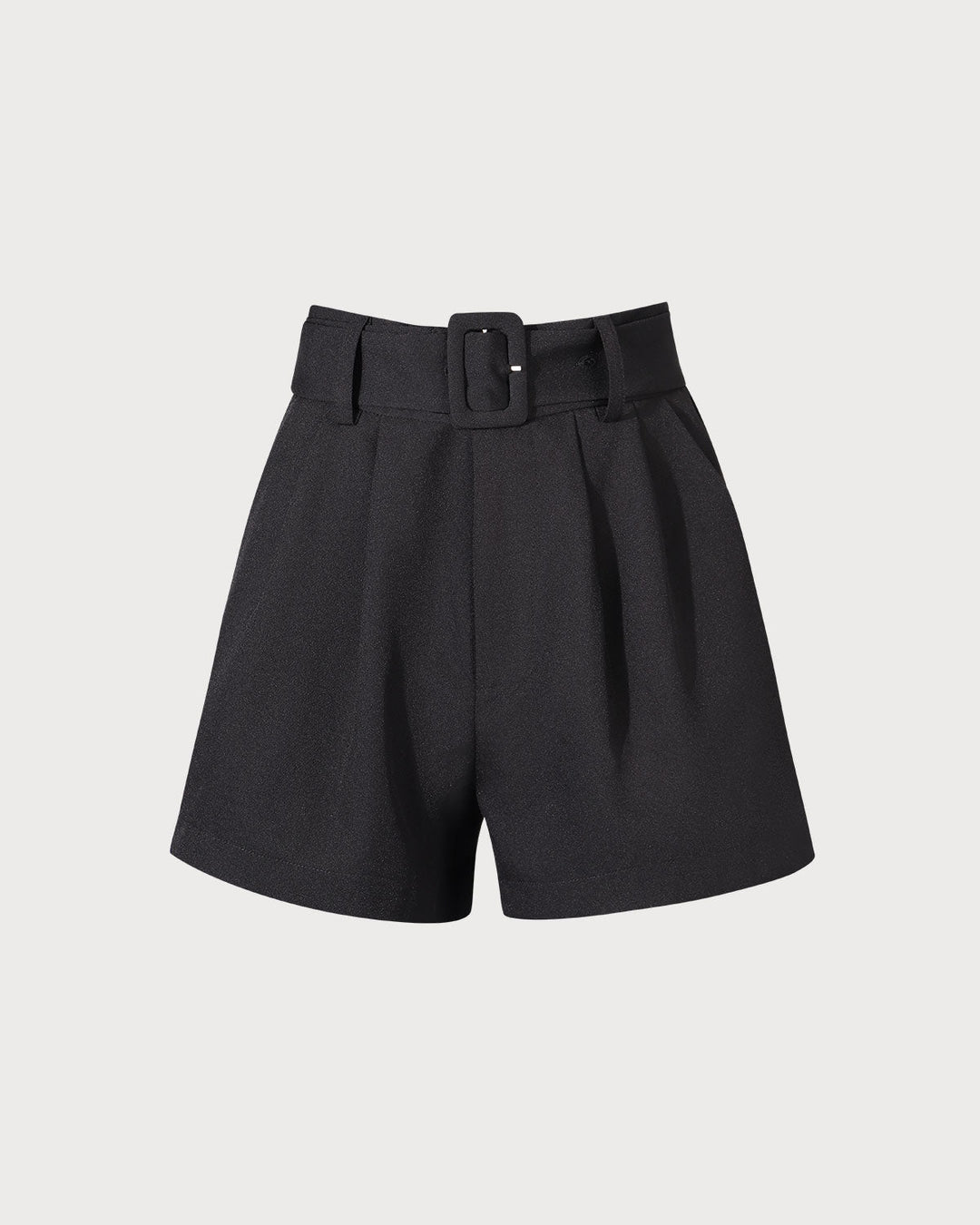 Anna-Berg | High-waisted Pleated Belted Shorts for Women, Black