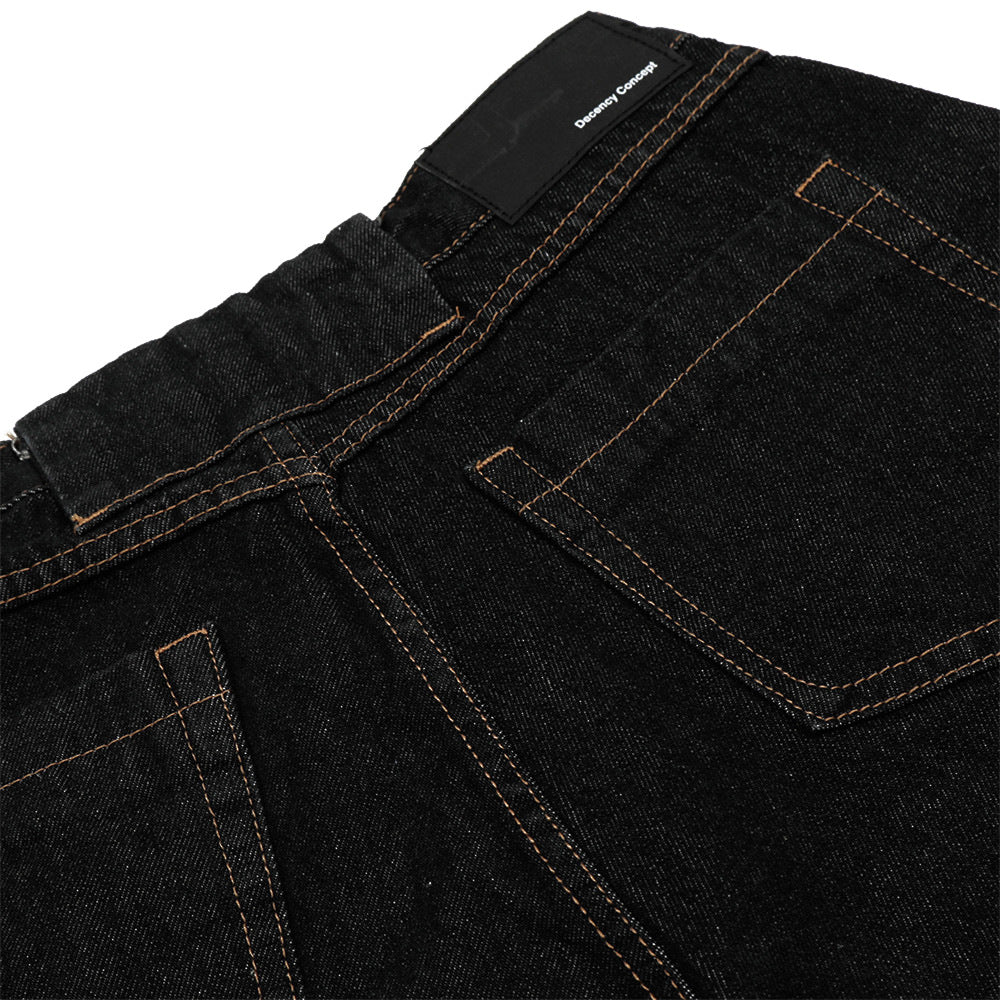 Loose Wide-Leg Seven-Quarter Denim Trousers Men's Workwear Casual Shorts High Street Segmentation Deconstruction Design Five-Quarter Pants
