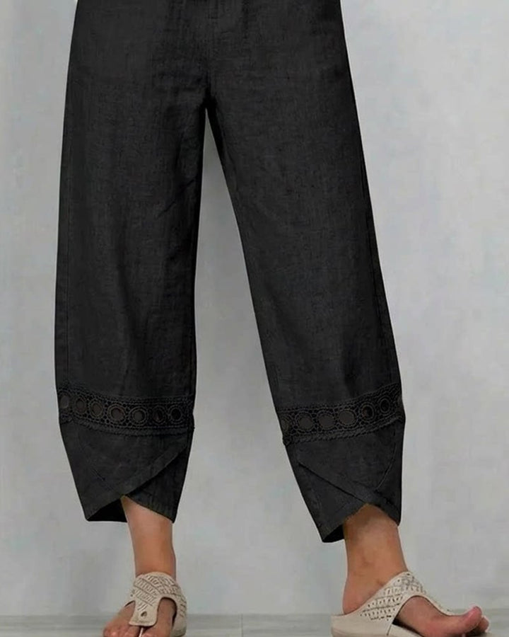 Solid Color Openwork Casual Pants