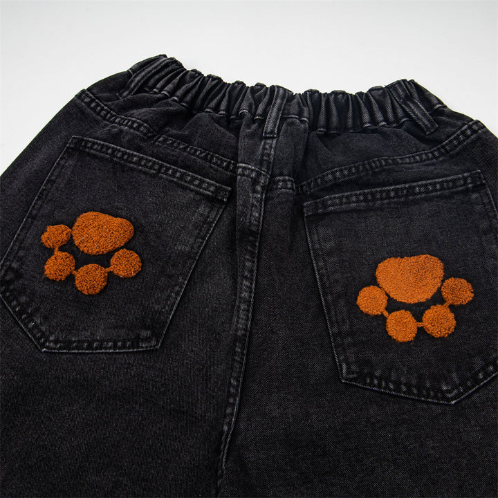 Loose denim five quarter pants