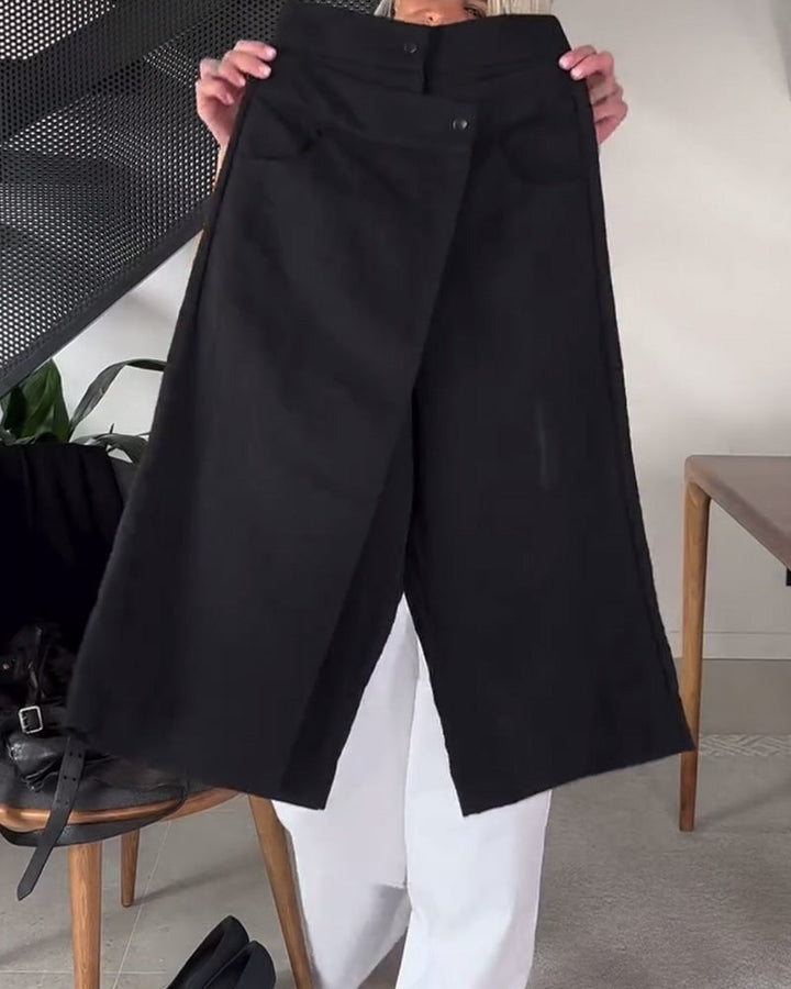 Simple Solid Color Asymmetric Casual Pants