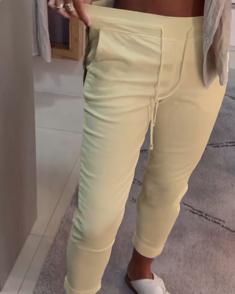 Drawstring Casual Pencil Pants