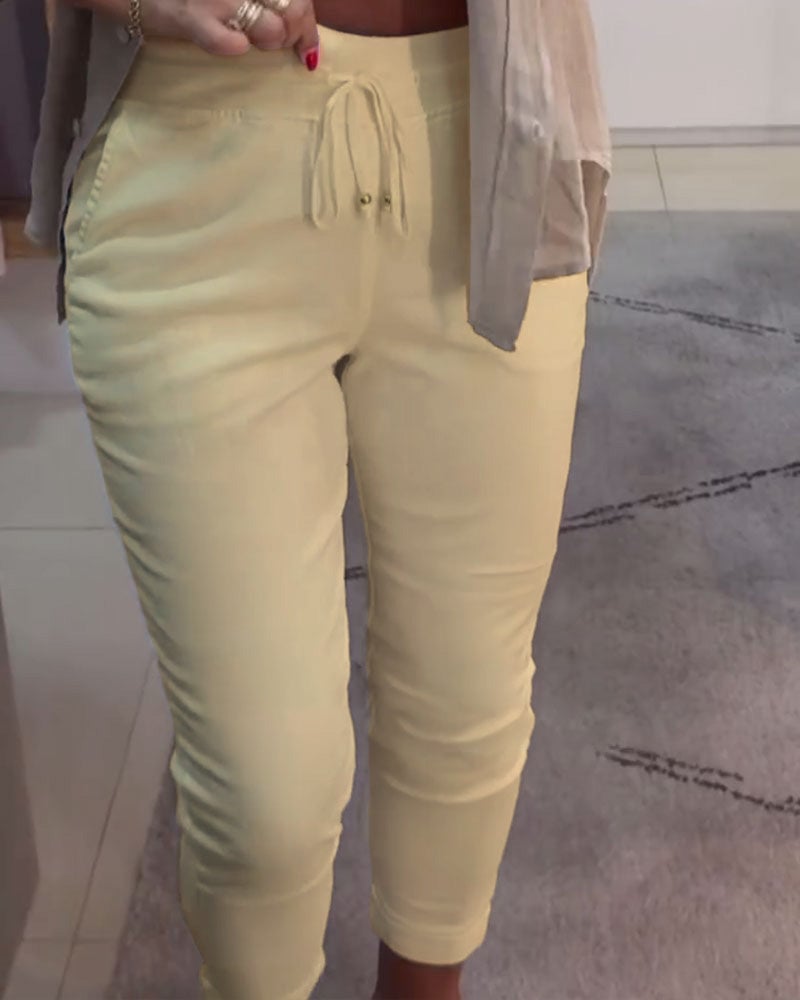 Drawstring Casual Pencil Pants