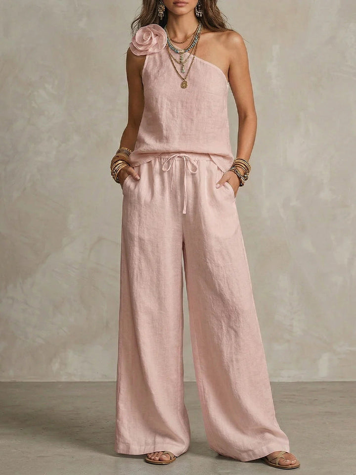Elegant Bicolor Set - Sleeveless Shirt and Pants