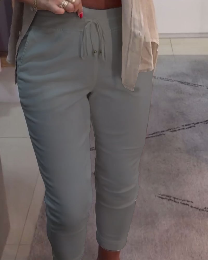 Drawstring Casual Pencil Pants