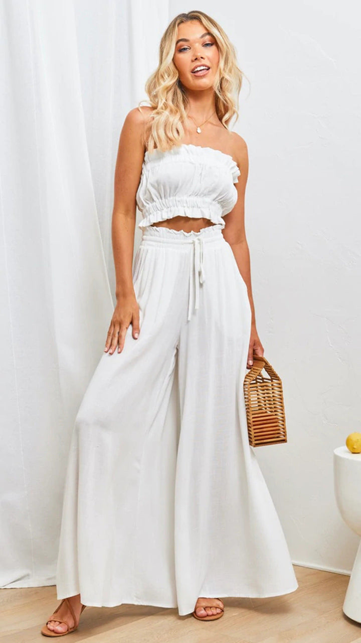 High Waist Elastic Wide-Leg Pants