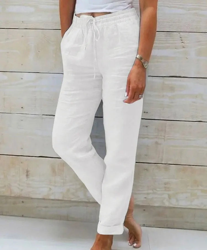 Elastic Waist Cotton Linen Wide-Leg Pants