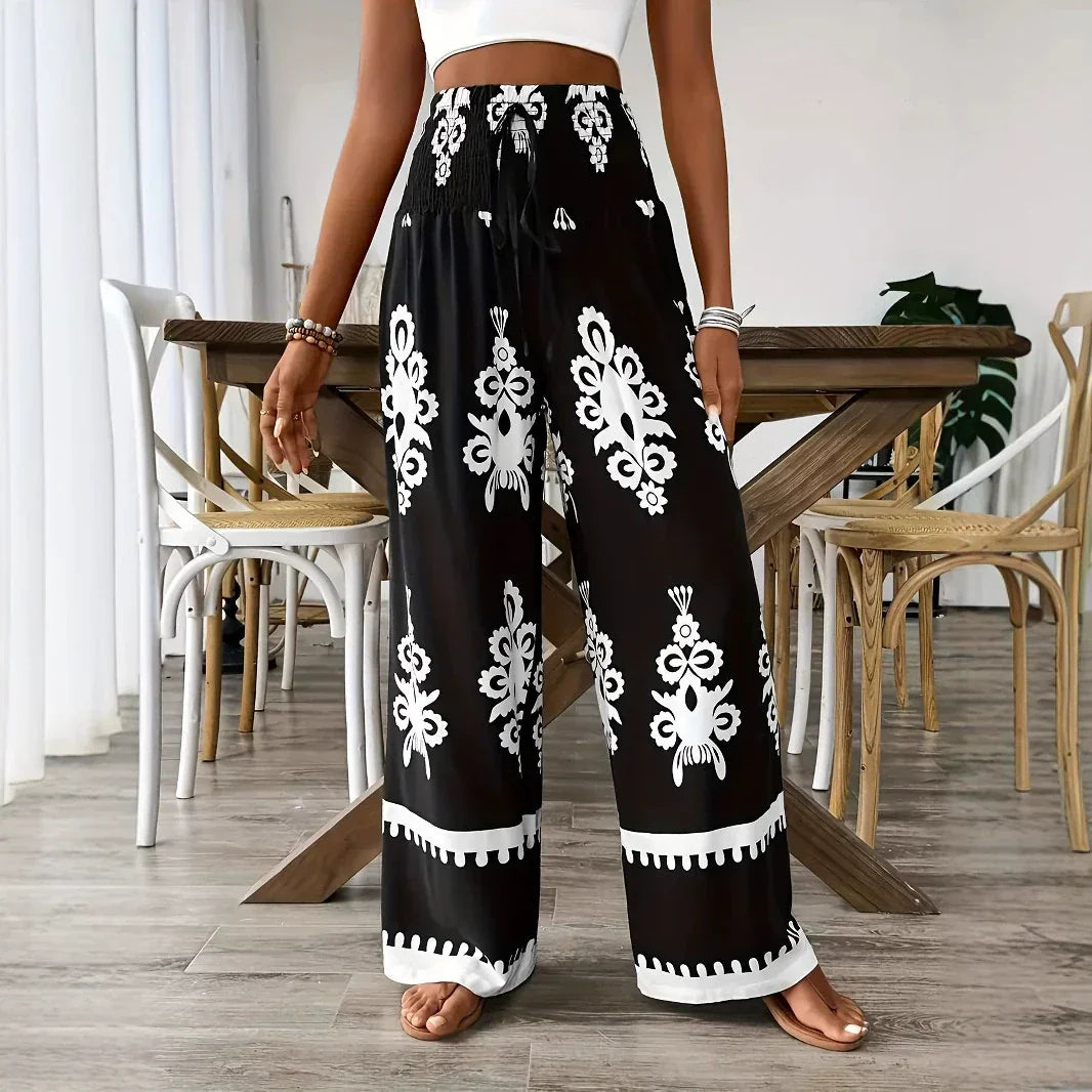 High Waist Printed Pants