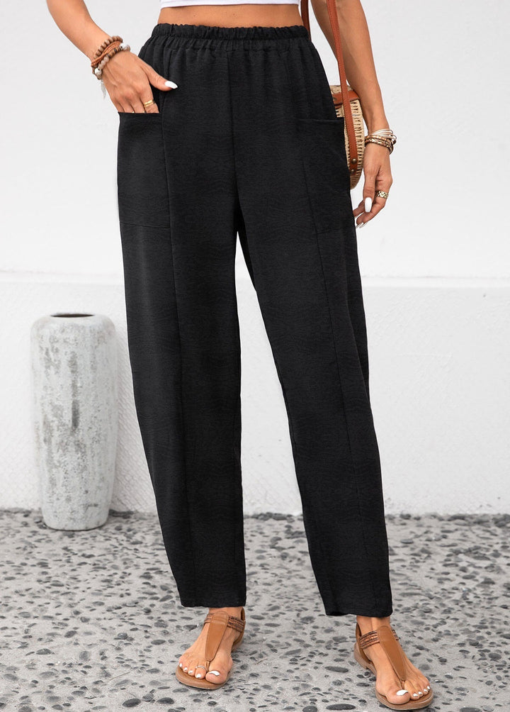 Solid Color Elastic Pants