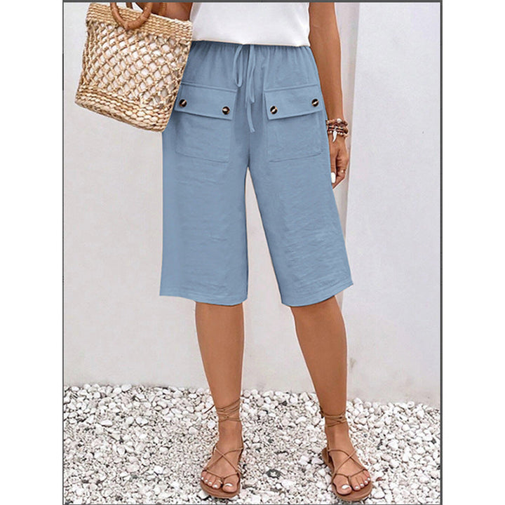 Woven Solid Color Tie Waist Shorts