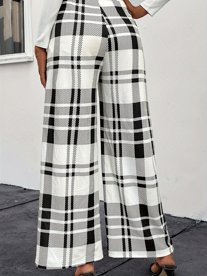 Button Plaid High Waisted Pants