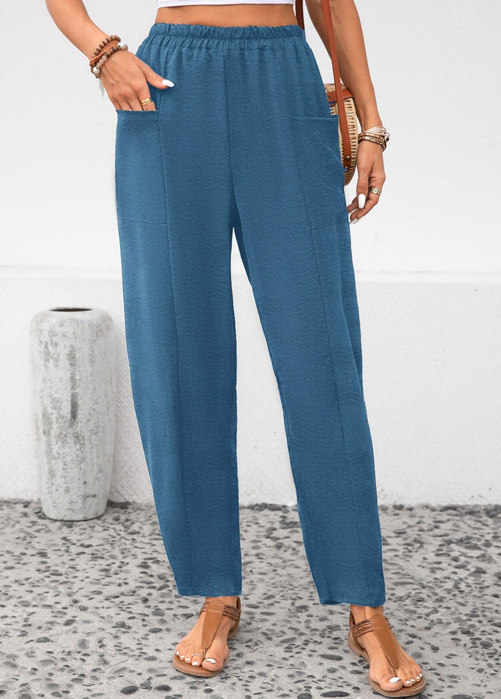 Solid Color Elastic Pants