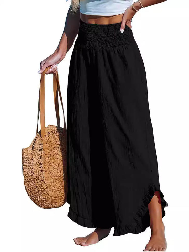 High Waist Irregular Cotton Pants