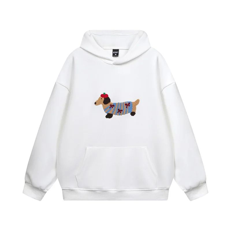 Oversized Hoodie for Women | Dachshund Embroidery & Shape-Stable Cuffs