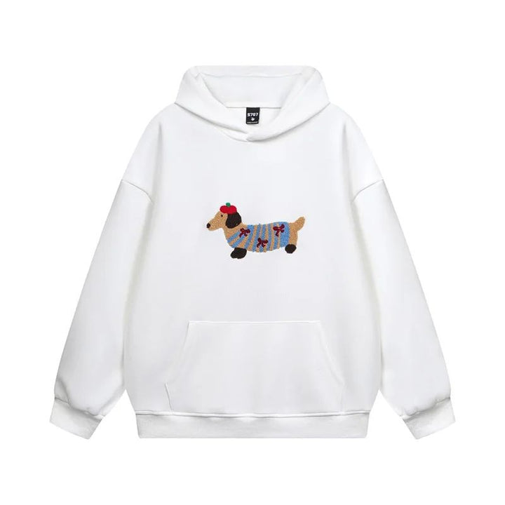 Oversized Hoodie for Women | Dachshund Embroidery & Shape-Stable Cuffs