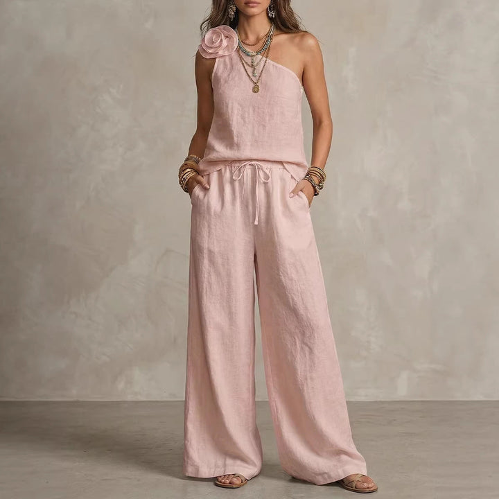 Elegant Bicolor Set - Sleeveless Shirt and Pants
