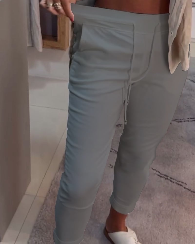 Drawstring Casual Pencil Pants