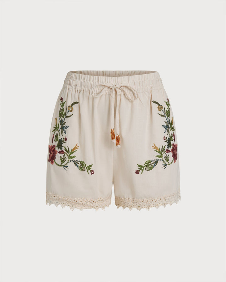 Anna-Berg | Elastic Waist Shorts for Women, Cotton, Regular Fit, Apricot