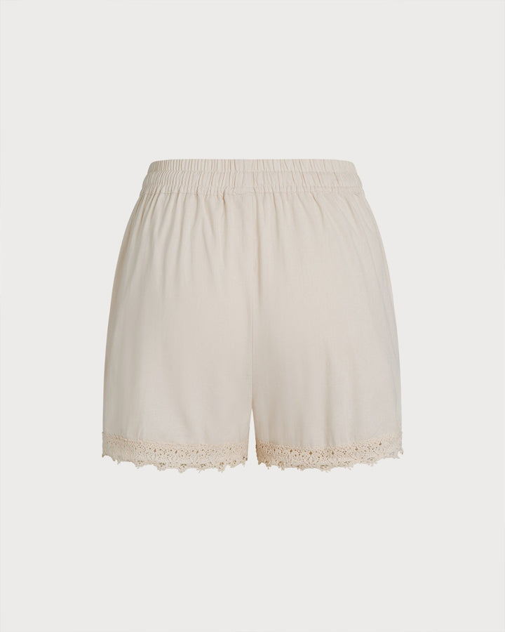 Anna-Berg | Elastic Waist Shorts for Women, Cotton, Regular Fit, Apricot